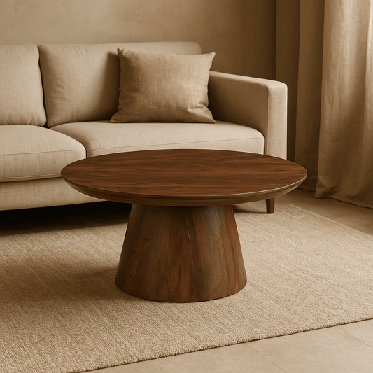 Mangohouten Salontafel Nova Rond 80 cm Donkerbruin Mahom