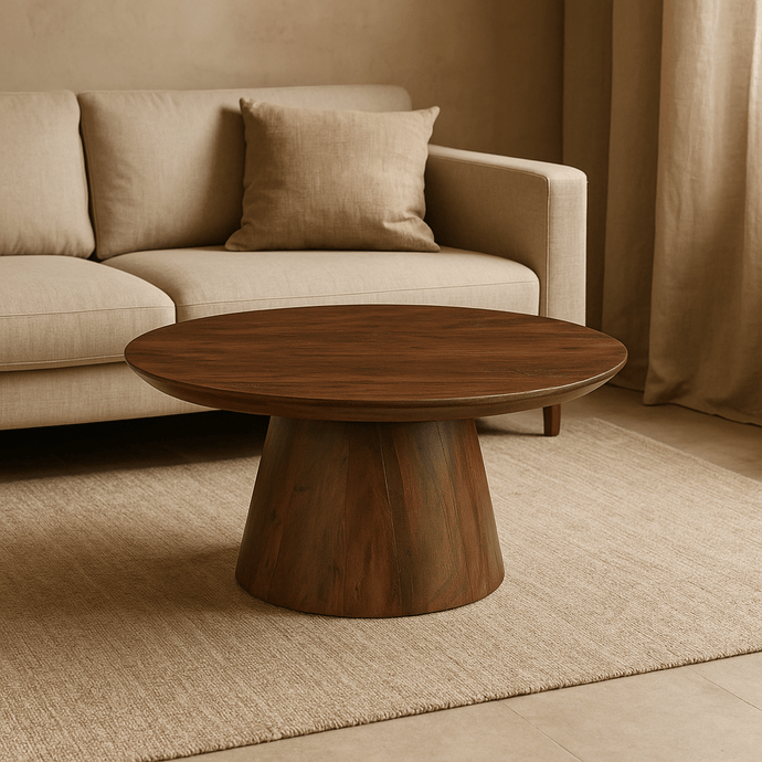 Mangohouten salontafel Nova donkerbruin rond 80 cm Mahom