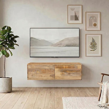 Zwevend mangohouten TV-meubel
