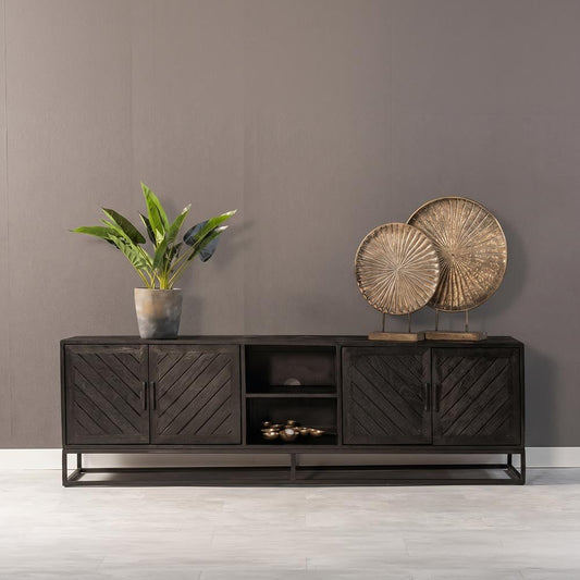 Mangohouten TV Meubel Reno Black 200 cm Mahom