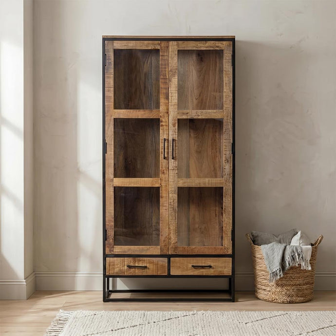 Mangohouten Vitrinekast Boston 190 cm Mahom