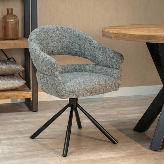 Eetkamerstoel Chinon Donkergrijs met zwart onderstel Mahom