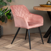 Eetkamerstoel Roze met zwart onderstel