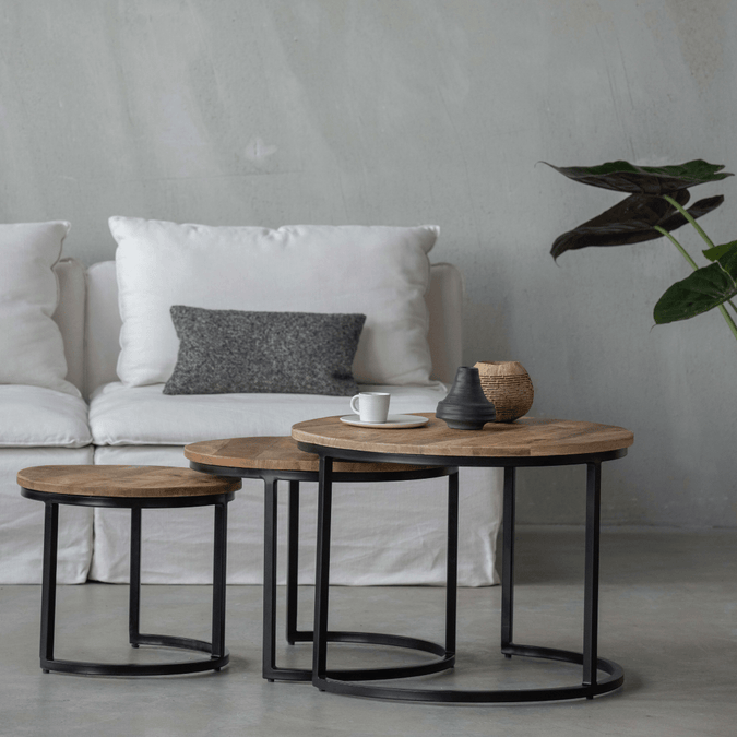 Mangohouten salontafels - Set van 3 