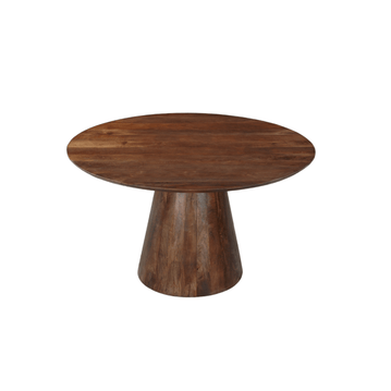 Mangohouten eettafel donkerbruin rond 130cm
