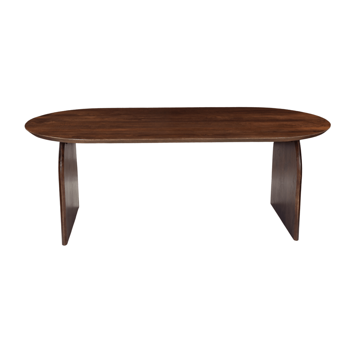 Donkerbruine ovale eettafel van mangohout