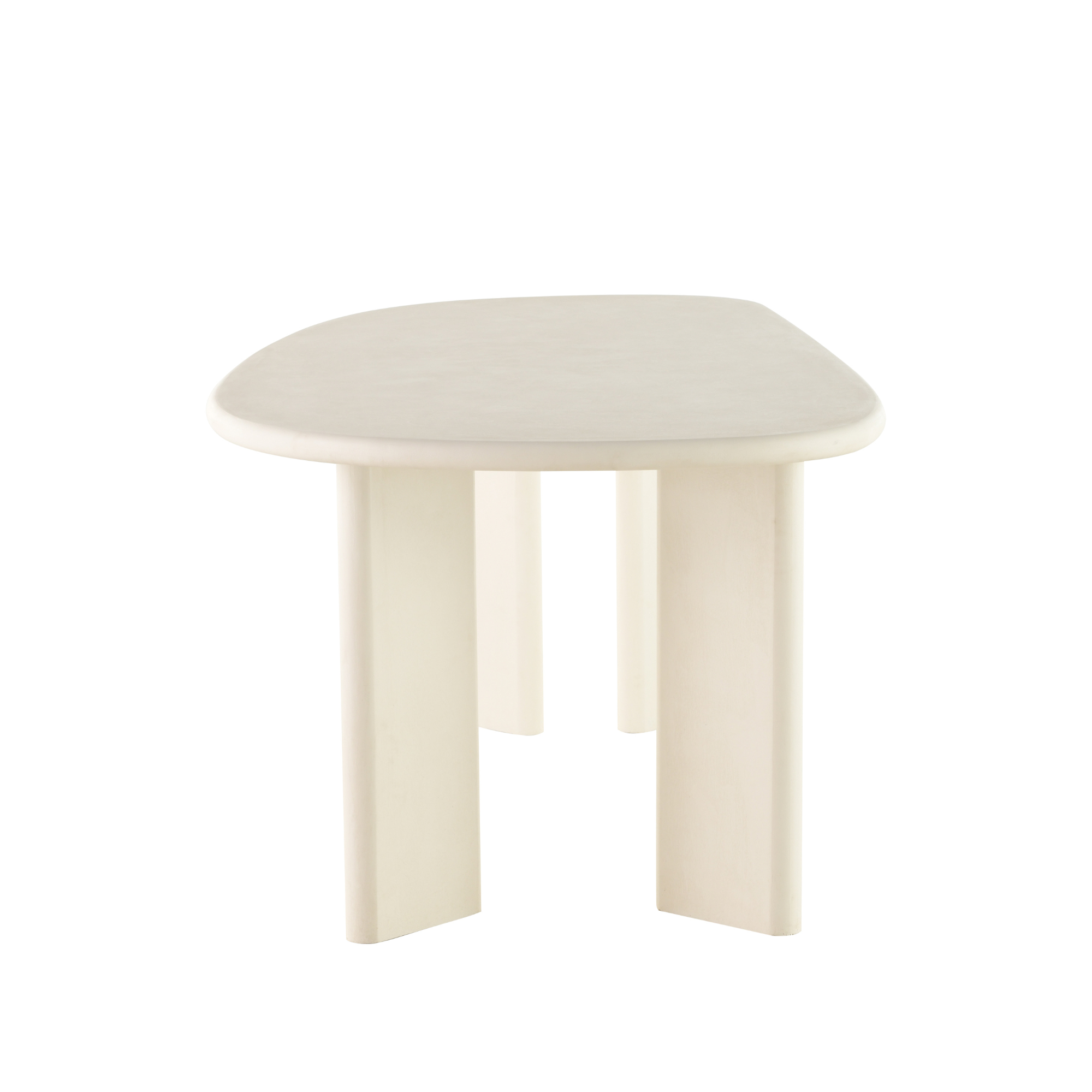 Organische beige eettafel van microcement