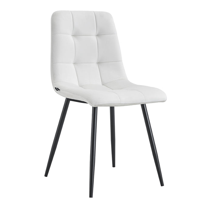 Eetkamerstoel van witte stof met zwart onderstel Nox