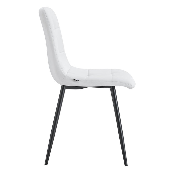 Zijaanzicht eetkamerstoel witte stof Nox