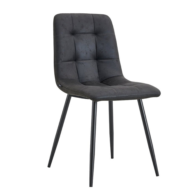 Eetkamerstoel van antraciet grijze stof met zwart onderstel Nox