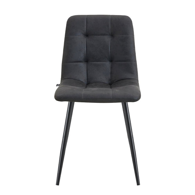 Eetkamerstoel van antraciet grijze stof met zwart onderstel Nox
