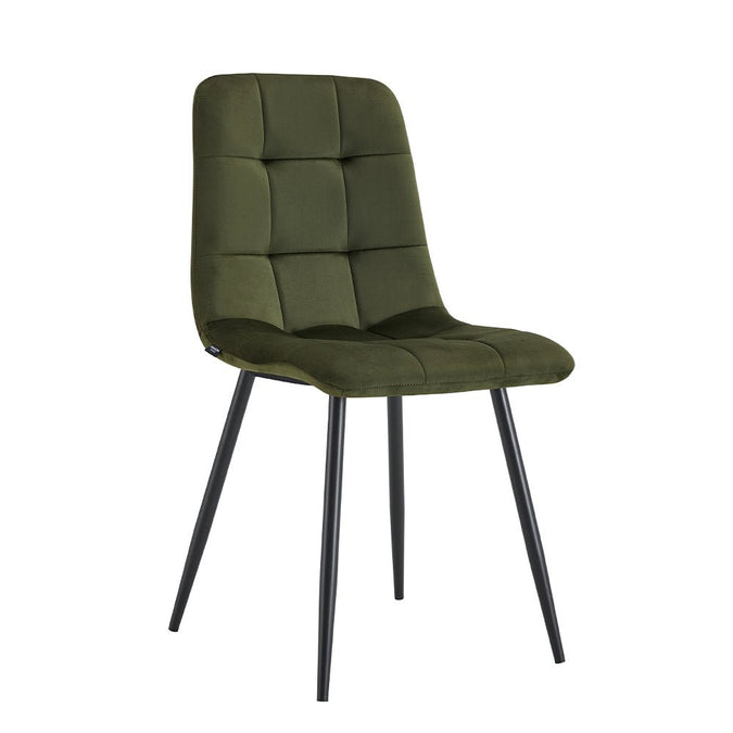 Eetkamerstoel groen met zwart onderstel