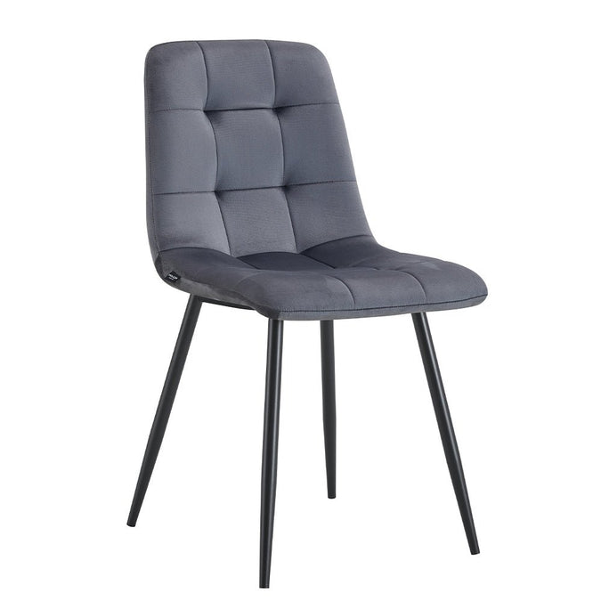 Eetkamerstoel met donker grijze stof met zwart onderstel Nox