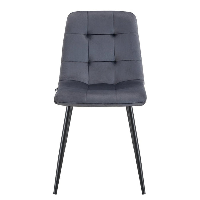 Eetkamerstoel met donker grijze stof met zwart onderstel Nox