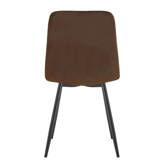 Eetkamerstoel van bruine stof met zwart onderstel Nox