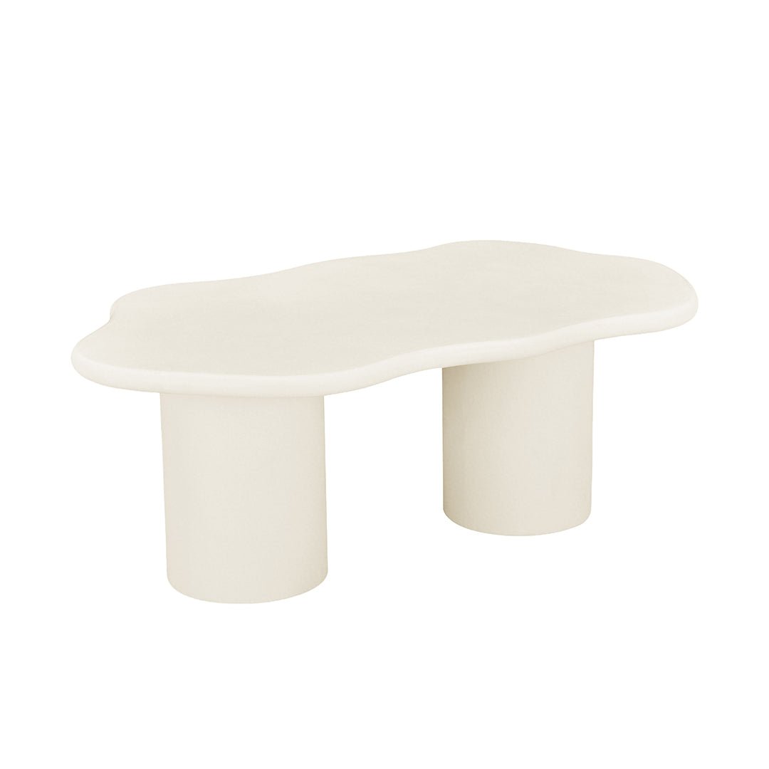 Mangohouten salontafel van microcement met 2 pootjes