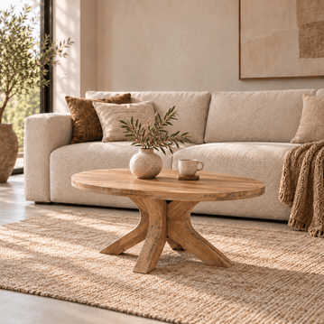 Salontafel Mori Ovaal 110x60 cm Houten onderstel Mahom