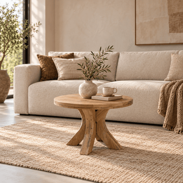 Salontafel Mori Rond 60 cm Houten onderstel Mahom