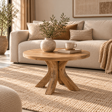 Salontafel Mori Rond 80 cm Houten onderstel Mahom