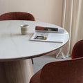 Eettafel donkerbruin marmer ovaal 90x200cm