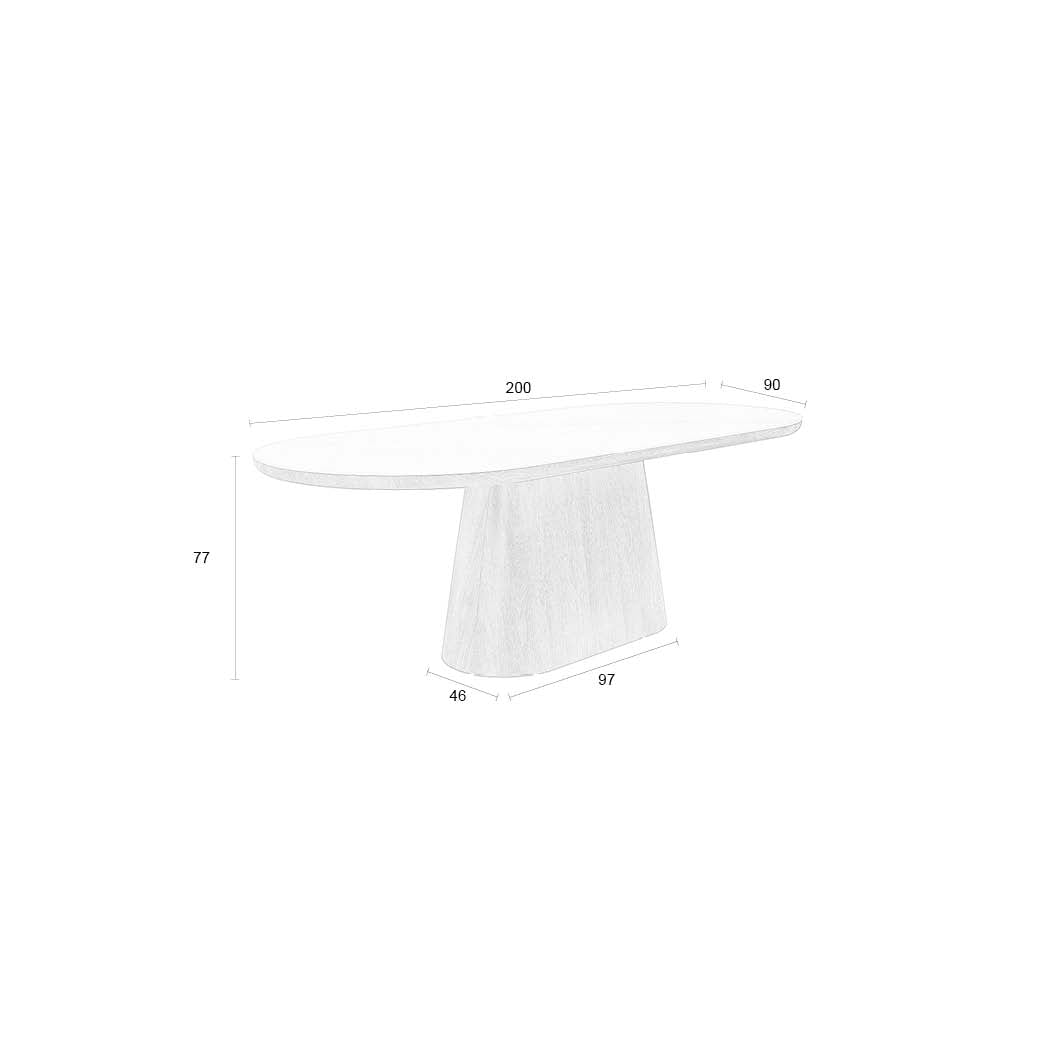 Eettafel lichtbruin marmer ovaal 200x90cm