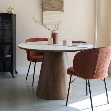 Eettafel donkerbruin marmer rond 115cm