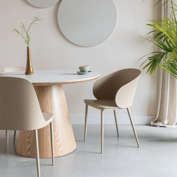 Eettafel lichtbruin marmer 115cm rond