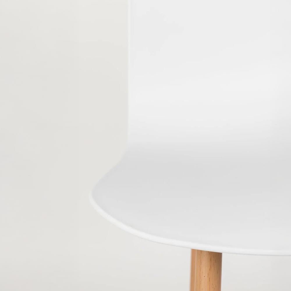 Eetkamerstoel wit met houten onderstel