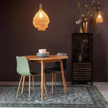 Eetkamerstoel grijs met houten onderstel