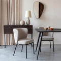 Eetkamerstoel beige met zwart onderstel