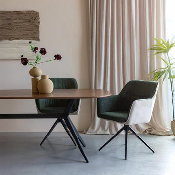 Fauteuil beige bruin met zwart onderstel