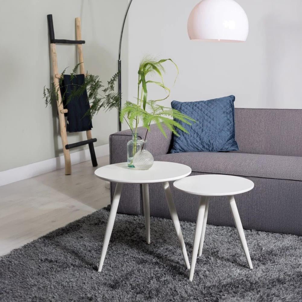 Bijzettafel wit rond set
