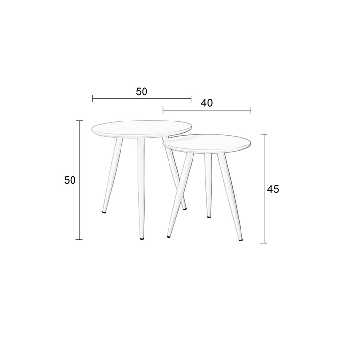 Bijzettafel Daven Wit (set van 2) Jacob Jenzens