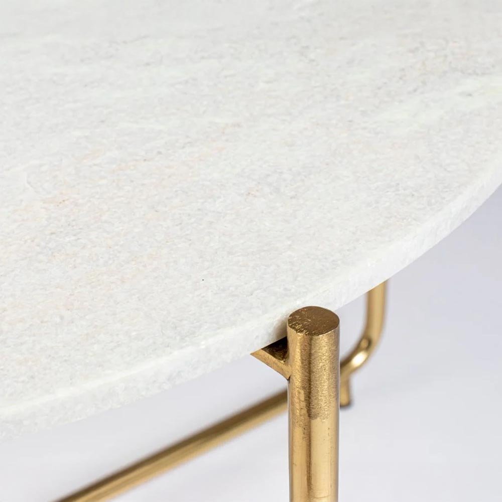 Salontafel rond marmer met gouden onderstel
