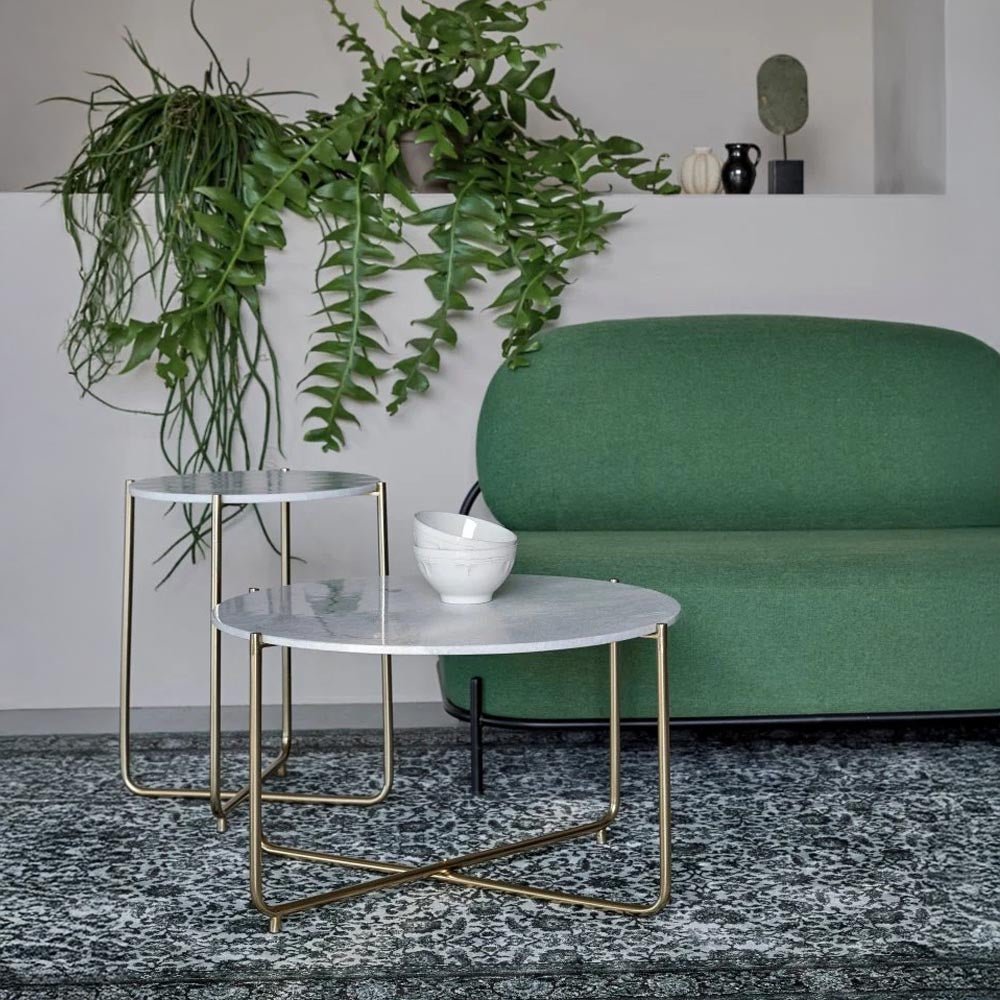 Salontafel rond marmer met gouden onderstel