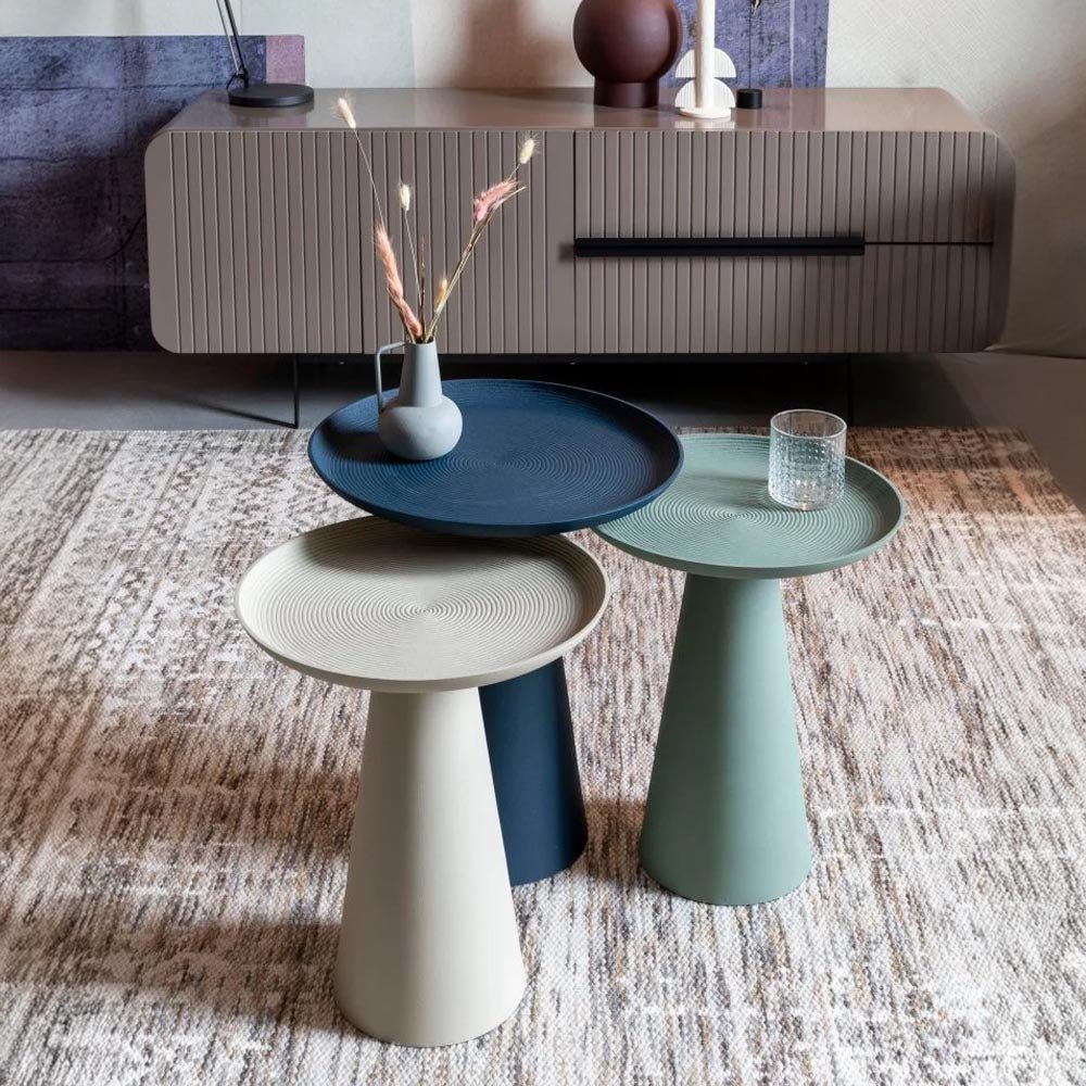 Bijzettafel blauw groot rond