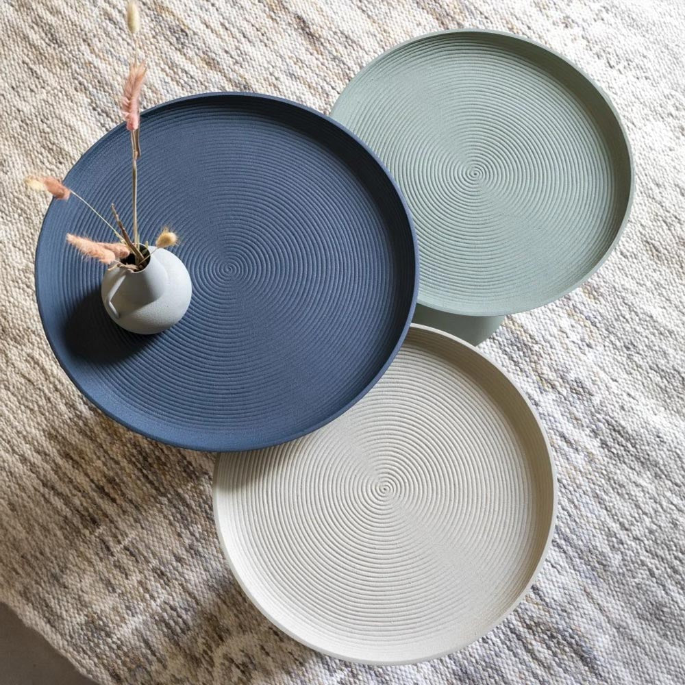 Bijzettafel blauw groot rond