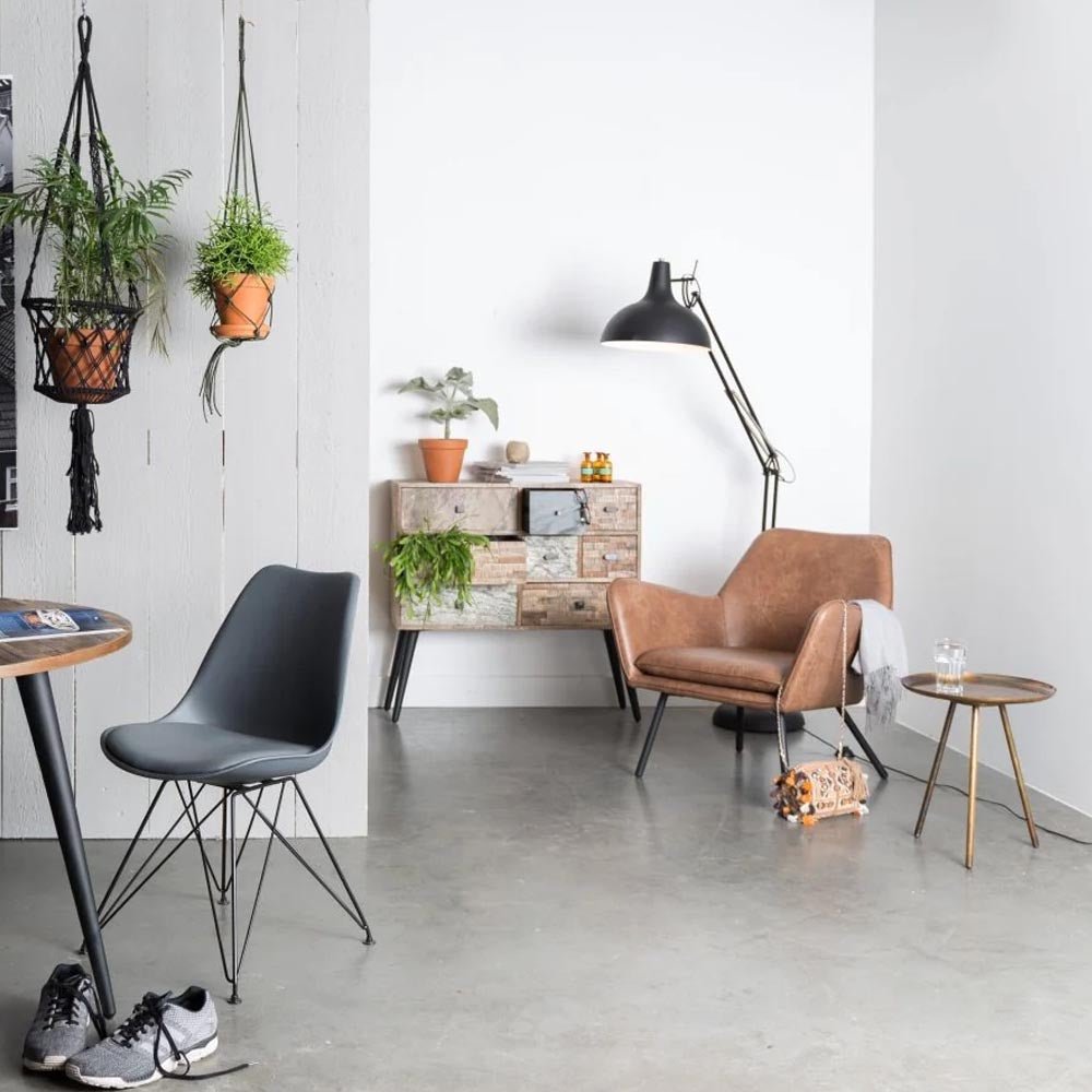 Loungefauteuil bruin met zwart onderstel