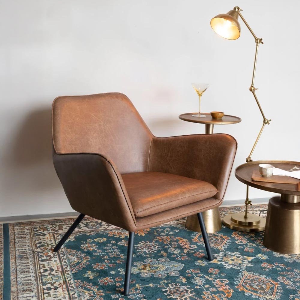 Loungefauteuil bruin met zwart onderstel