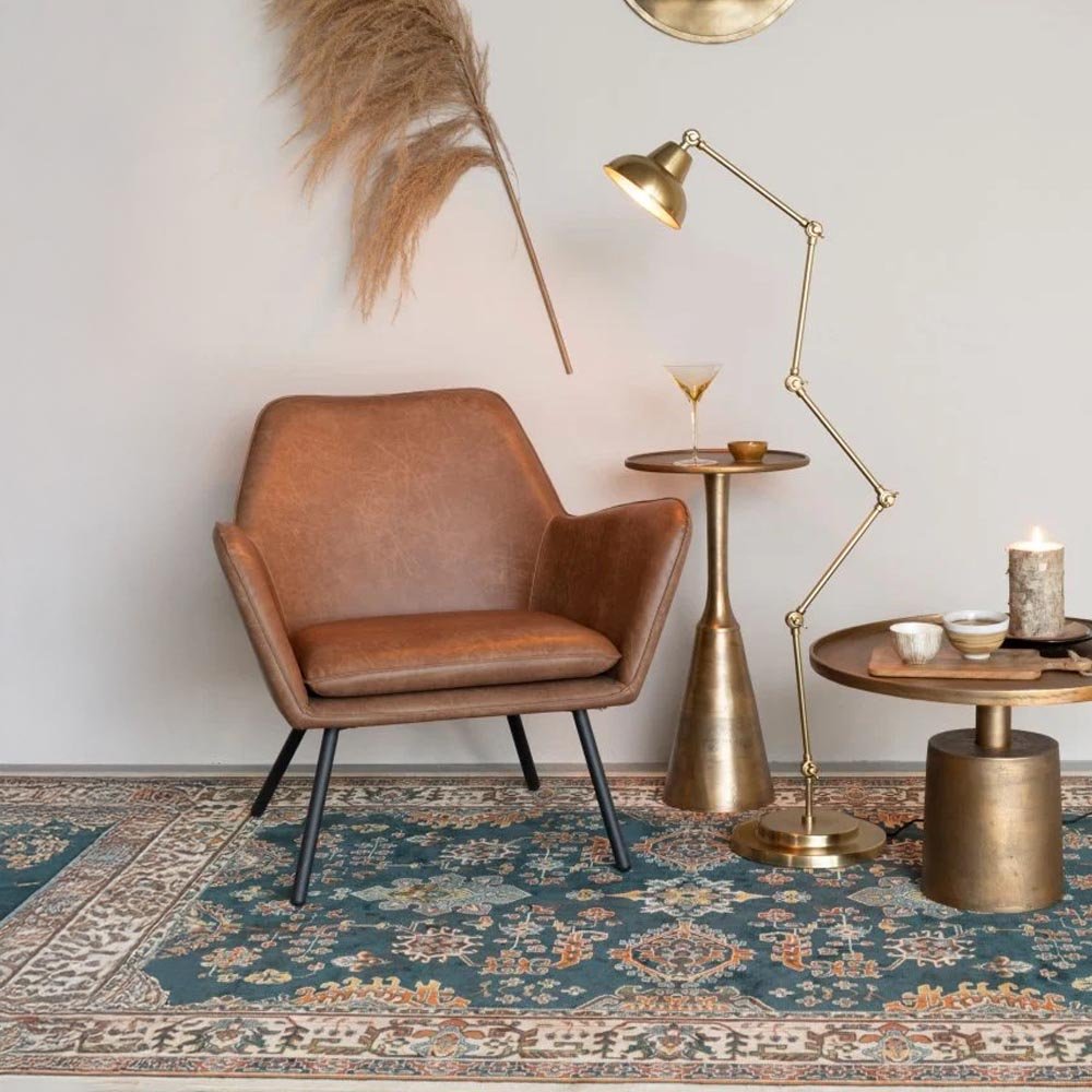 Loungefauteuil bruin met zwart onderstel