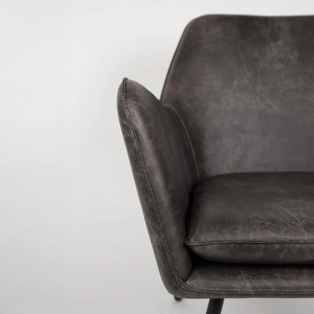 Loungefauteuil donkergrijs met zwart onderstel