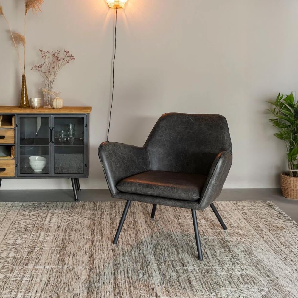 Loungefauteuil donkergrijs met zwart onderstel