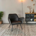 Loungefauteuil donkergrijs met zwart onderstel