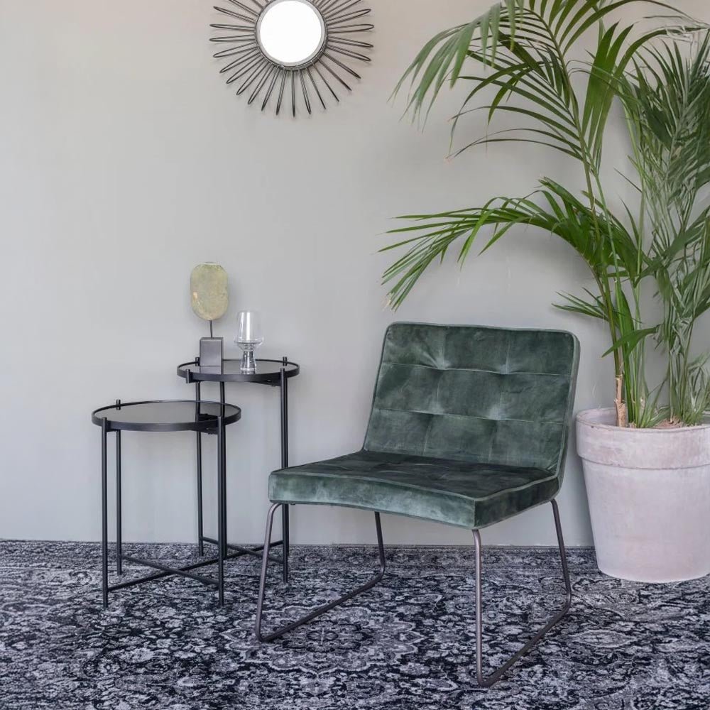 Loungefauteuil groen met zwart onderstel