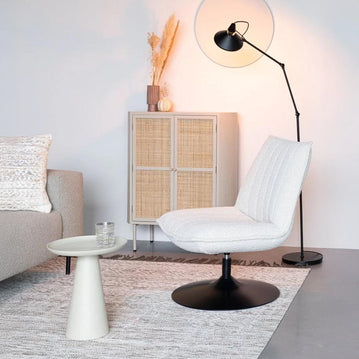 Loungefauteuil off white met zwarte poot