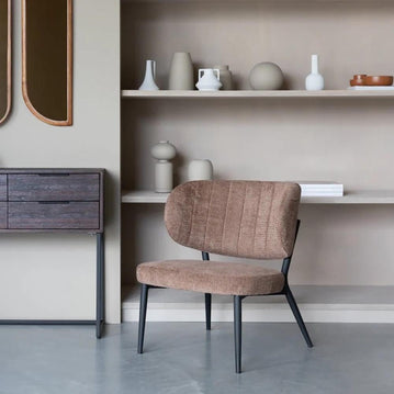 Loungefauteuil bruin met zwart onderstel