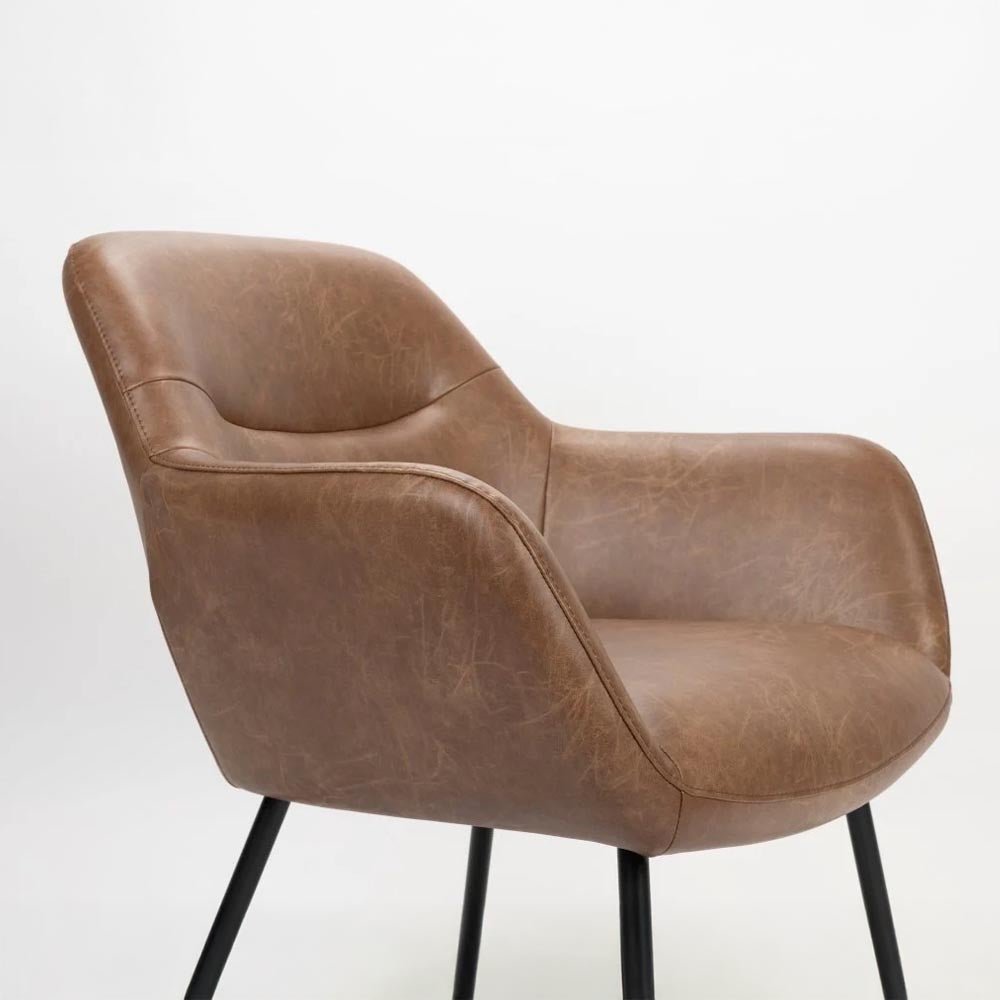 Loungefauteuil bruin met zwart onderstel