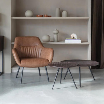 Loungefauteuil bruin met zwart onderstel