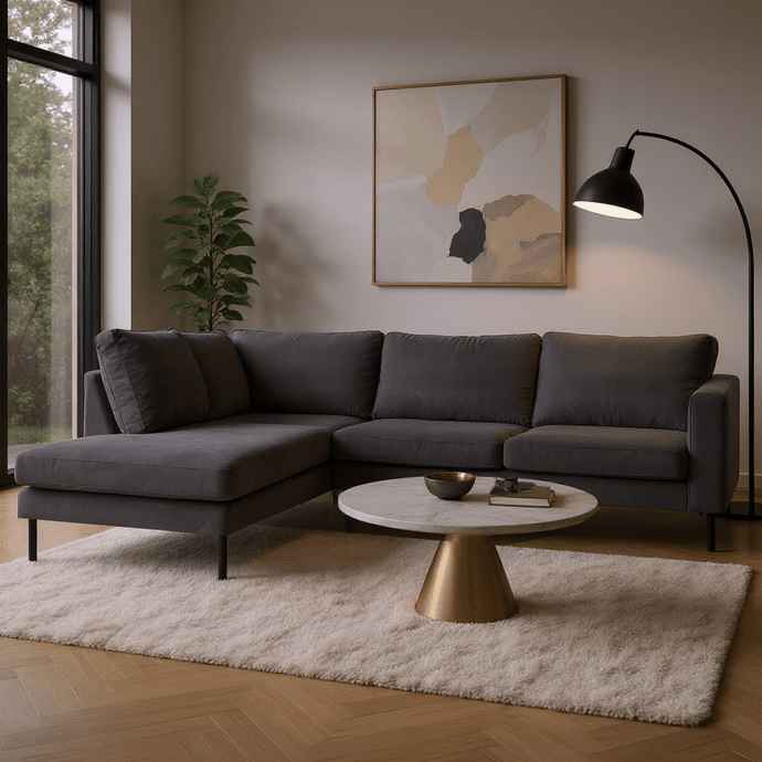 Hoekbank Malaga 4-zits Links Antraciet Mahom