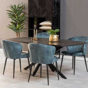 Mangohouten Eettafel Vicenza Deens Ovaal Black